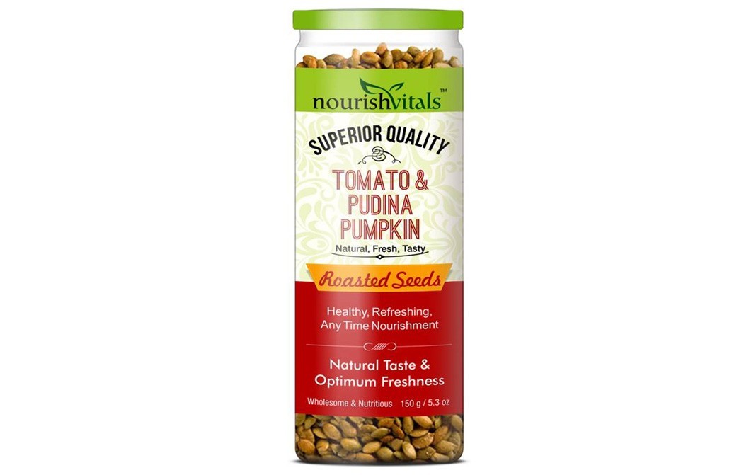 NourishVitals Roasted Tomato & Pudina Pumpkin Seeds   Plastic Jar  150 grams